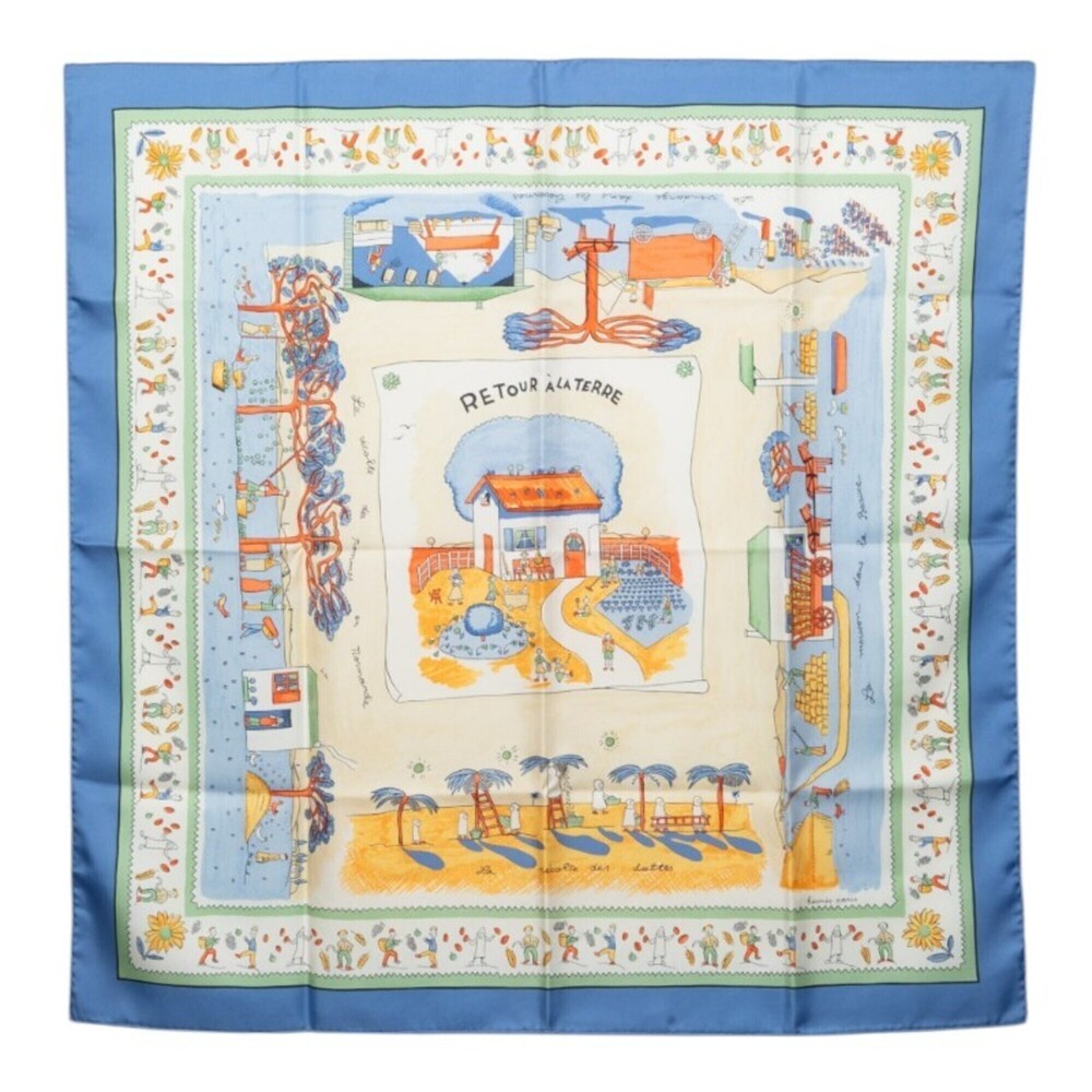 Hermes Carre 90 "Return to Hometown" Scarf/Muffler, Multicolor Silk, Women's
